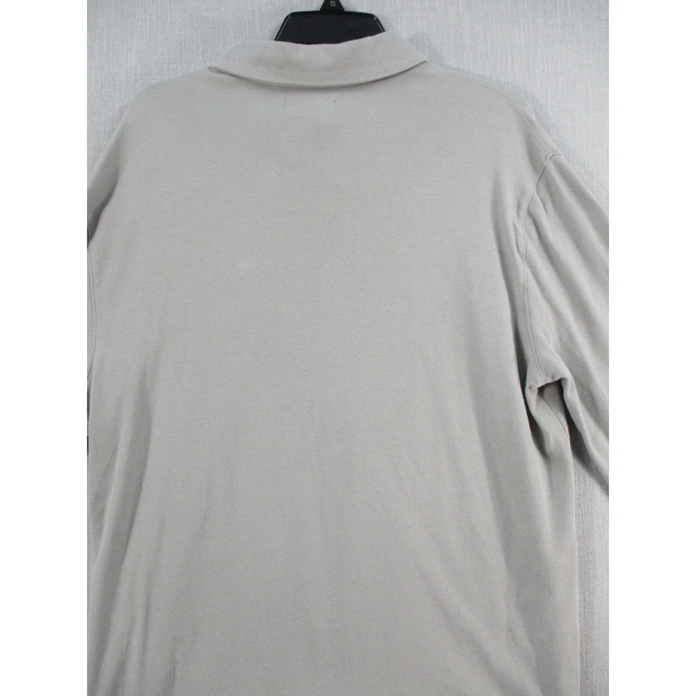 Banana Republic Mens XL Long Sleeve Polo Shirt Gray 100% Cotton‎ 1719897